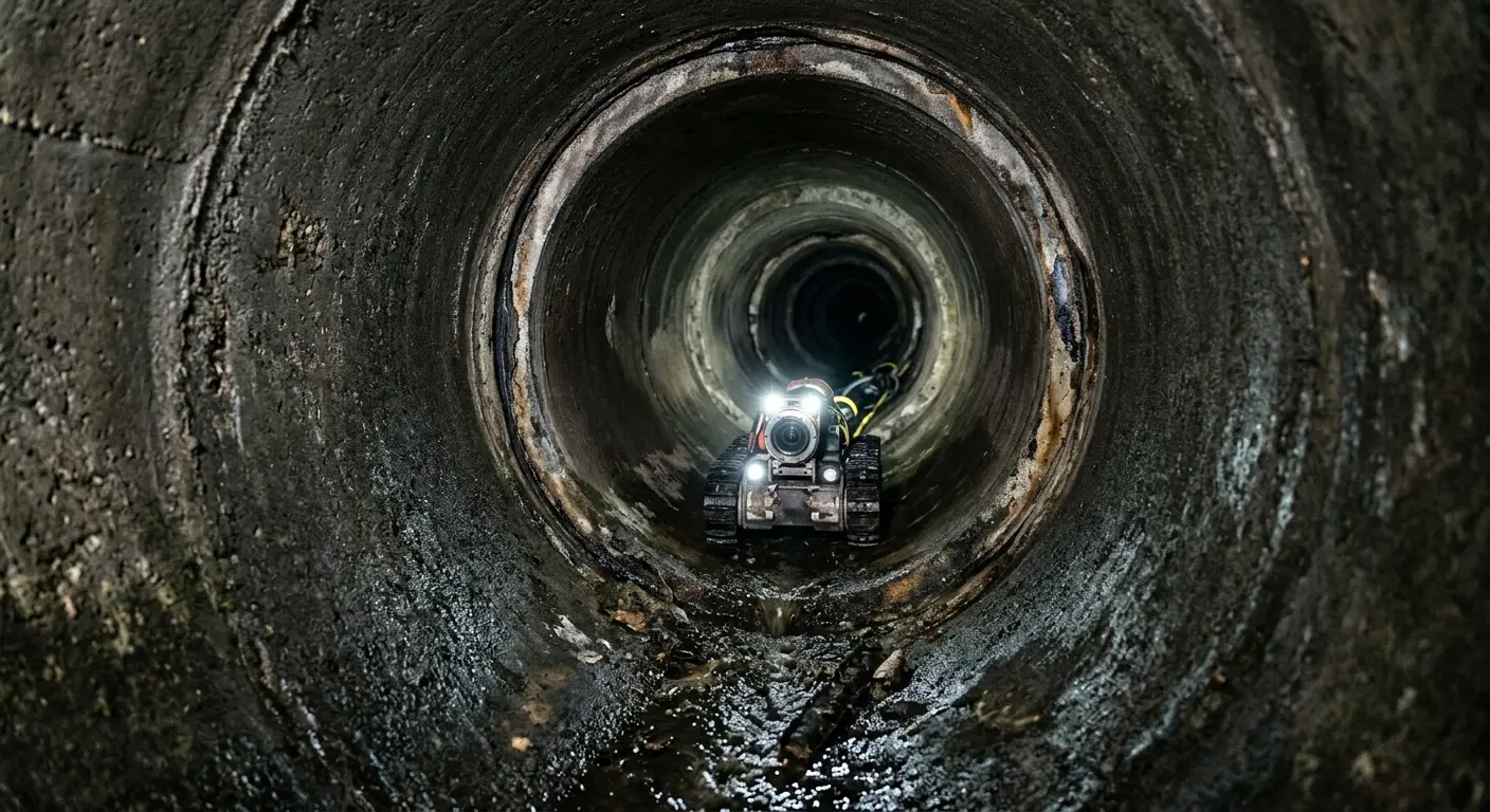 Robotic sewer camera inspecting pipe interior for Sewer Line Repair in Kittery